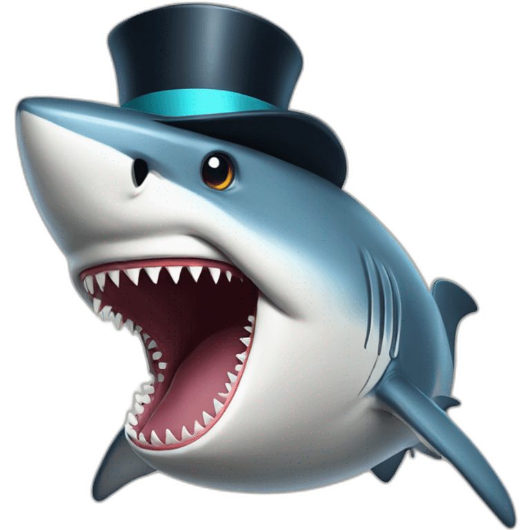 Shark with a top hat emoji