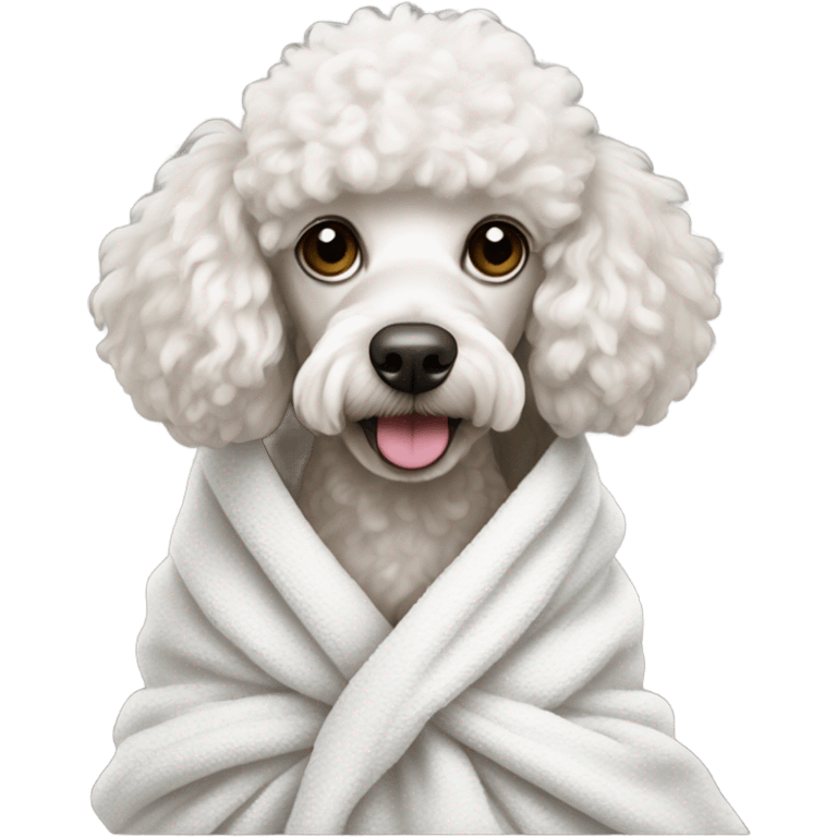 White poodle with a towel wrap  emoji