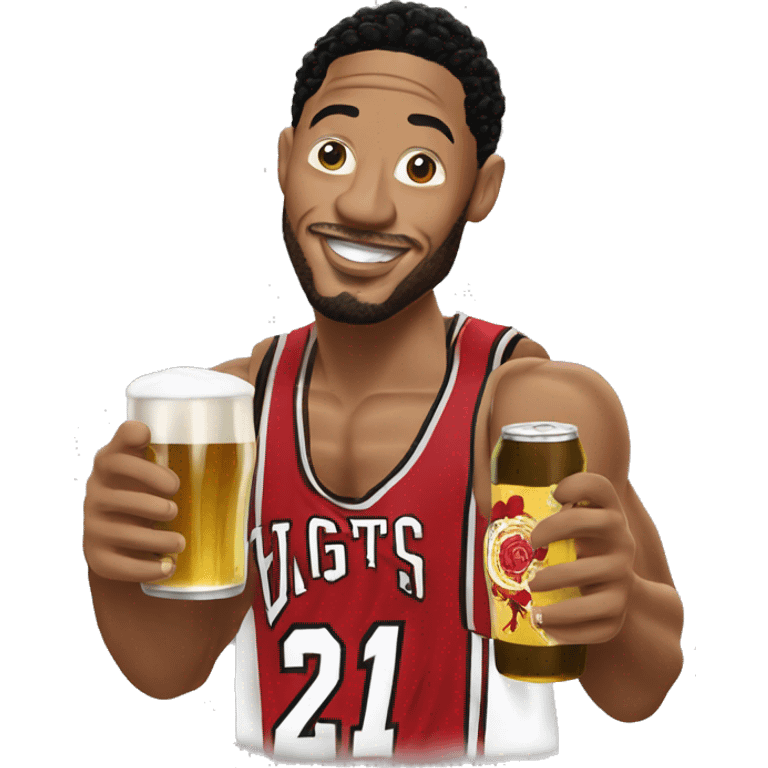 Derrick rose with a beer emoji