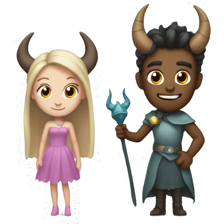 a princess and a monster with horns emoji