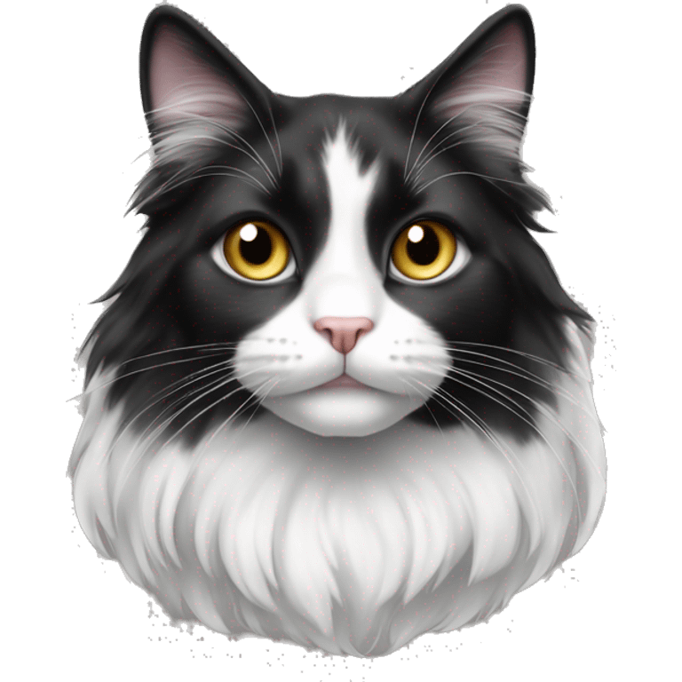 black-and-white cat domestic long-haired emoji