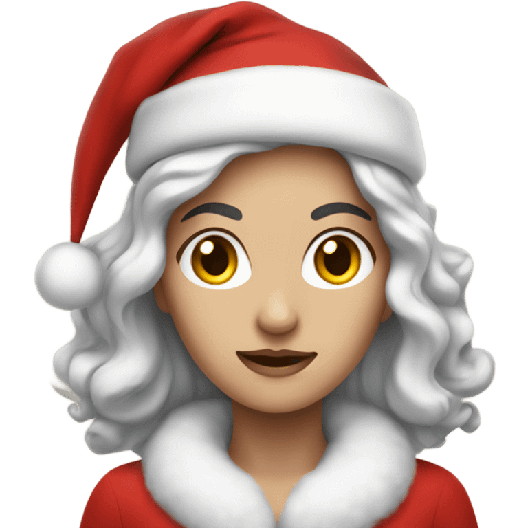 White woman dark hair as santa claus emoji