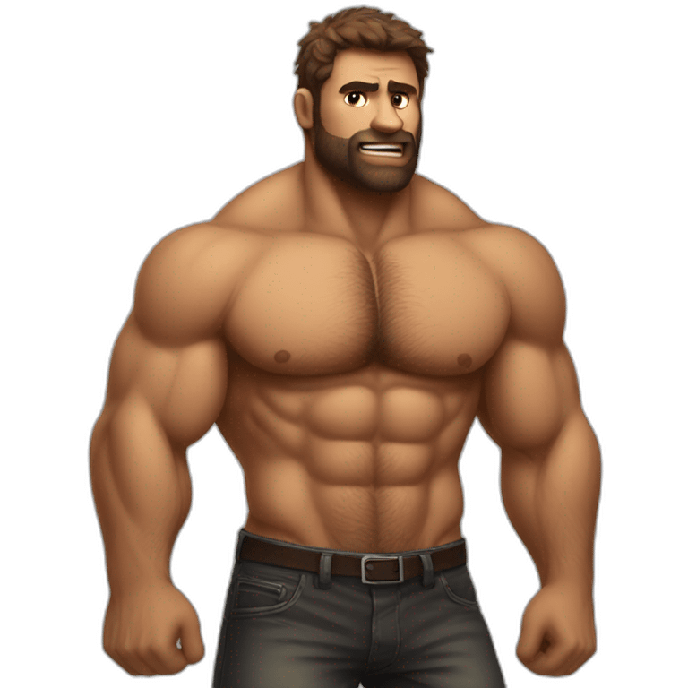 Emoji muscled hairy man bear clothes emoji