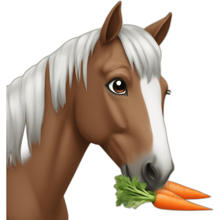 horse smiling and eating a carrot emoji