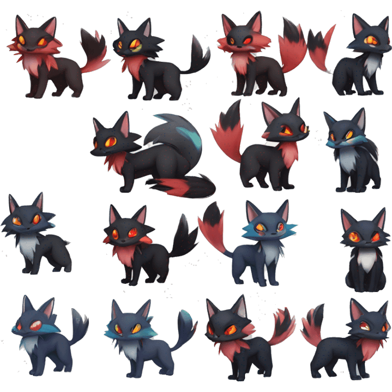  Kawaii Edgy Cool Beautiful Nargacuga-Noivern-Torracat-Litten-Zorua-Zoroark full body emoji