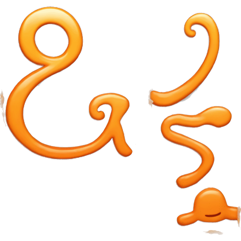 K letter orange color, stylo gecko footprint emoji