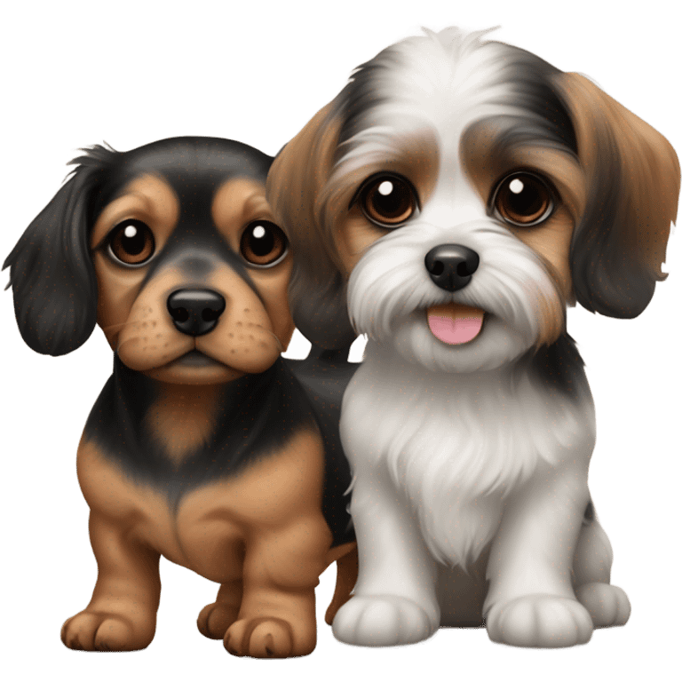 Dachshund and shih tzu puppy together emoji