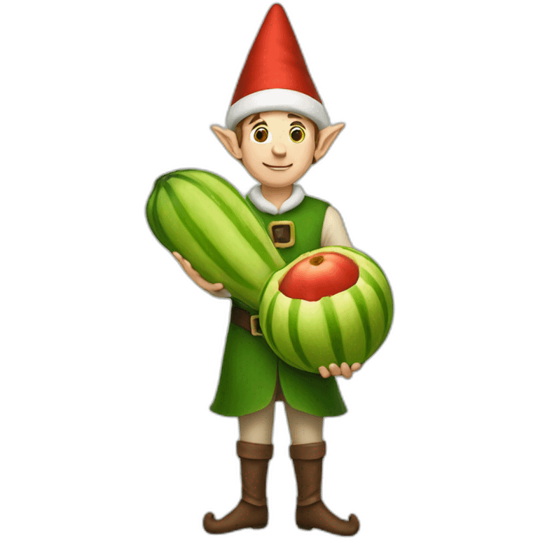 Elf holding a giant marrow emoji