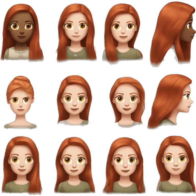 Red head long straight hair olive pale skin Chanel  emoji