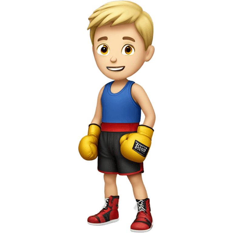 single caucasian boy in boxing gloves emoji