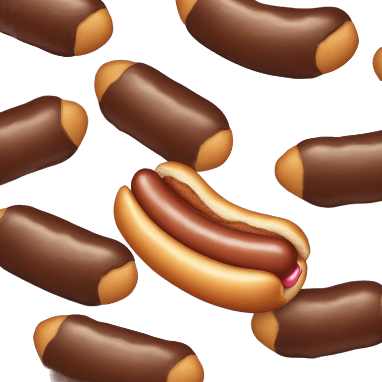 Hot dog weiner stuck in a chocolate donut  emoji