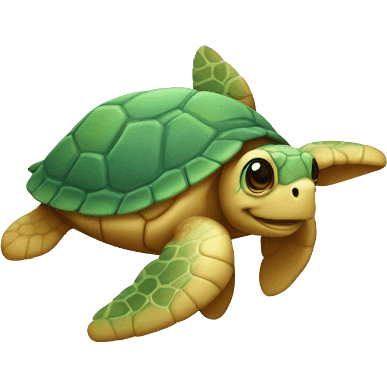 Sea turtle with a starfish on it emoji