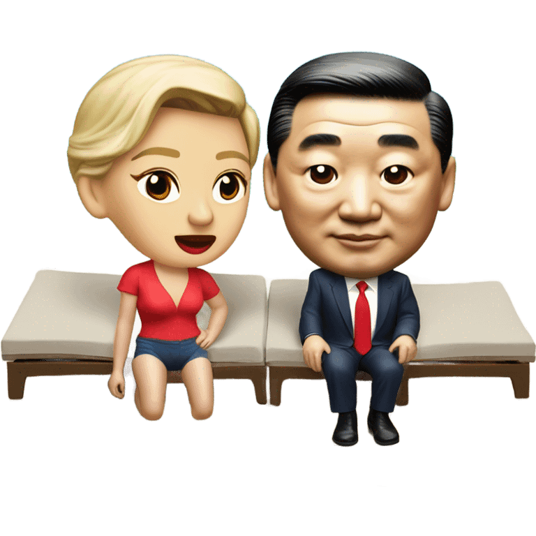 Photorealistic Trump and Xi Jinping at the beach by the pool together emoji