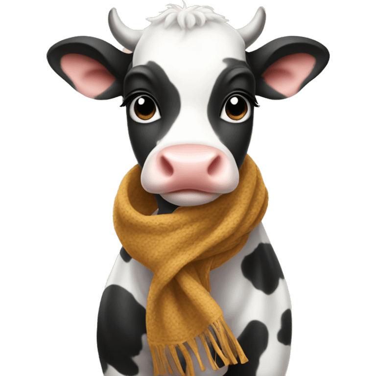 a baby cow with a scarf on emoji