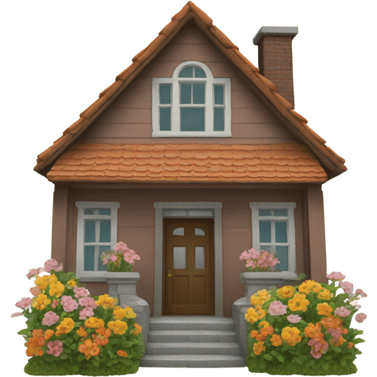 House with flowers in front  emoji