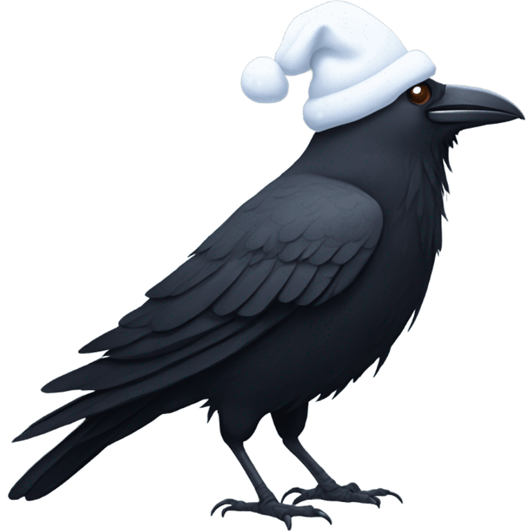 Crow with snow on head emoji