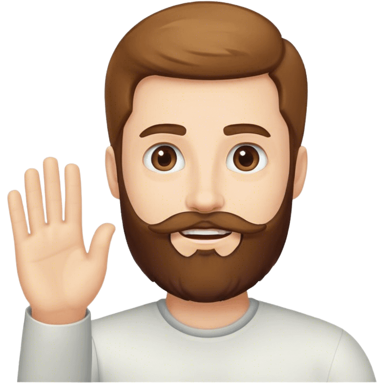 male portrait with beard waving emoji