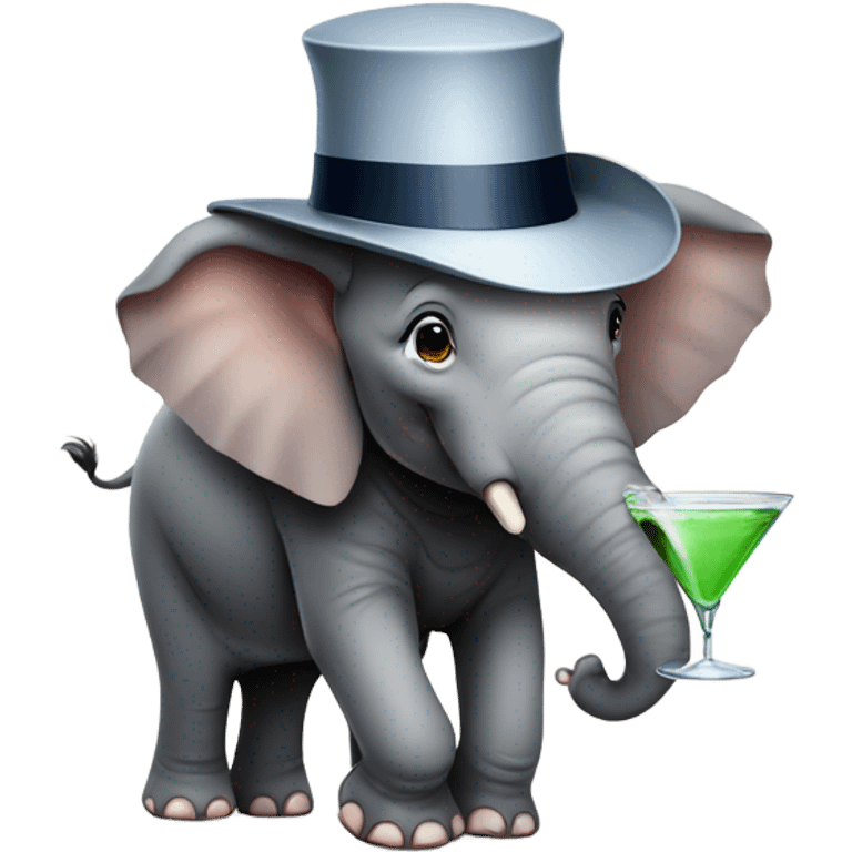 Elephant with a fedora and martini emoji