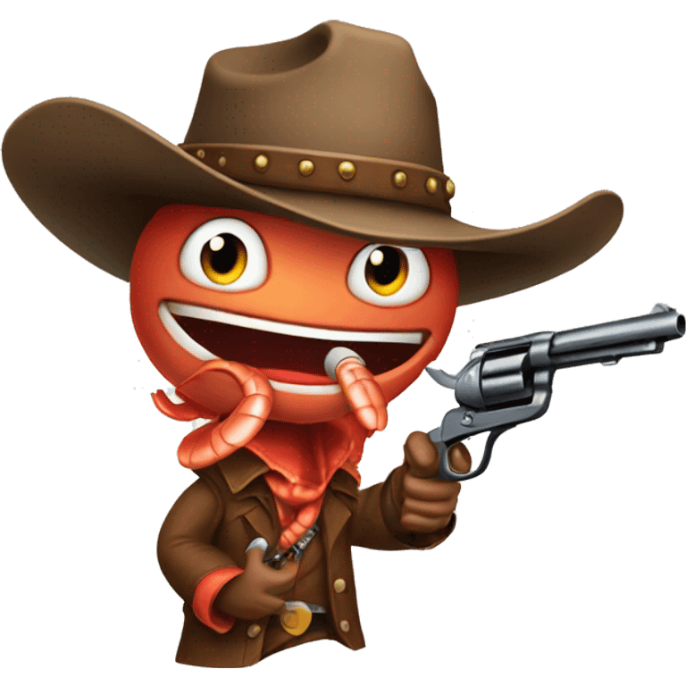 cowboy shrimp holding a revolver emoji