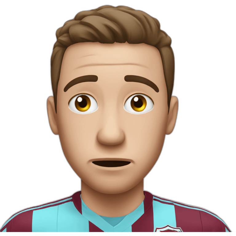 West ham fan crying in shirt with tears emoji