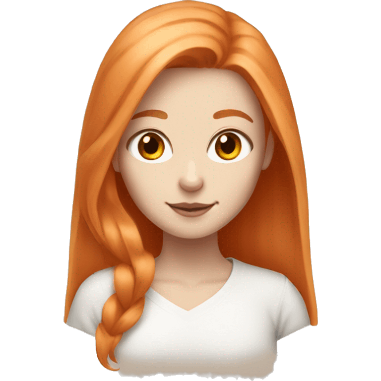 Pale girl with long light copper hair with an orange and white cat  emoji