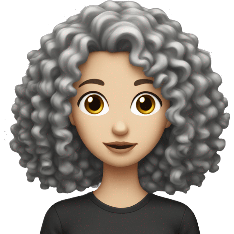 White girl with very curly black hair emoji