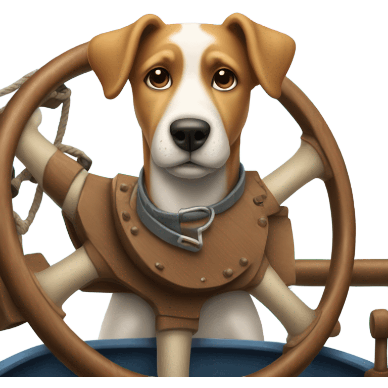 Dog driving a boat emoji