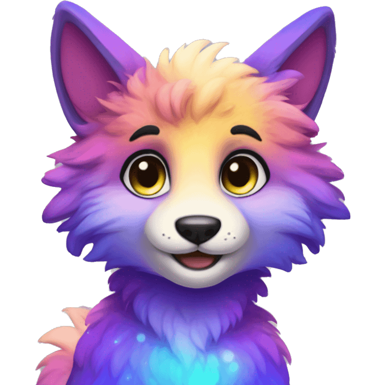 Colorful gradient-Sparkle-nebula-fursona anthropomorphic furry full body emoji