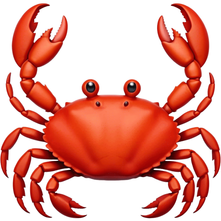 Cinematic Cute Red Crab Portrait Emoji, Head tilted playfully and inquisitively, featuring a compact, vibrant scarlet carapace with adorably small, expressive eyes and gentle, rounded pincers, Simplified yet irresistibly adorable features, highly detailed, glowing with a warm, friendly oceanic glow, high shine, affectionate and lively, stylized with a touch of seaside whimsy, soft glowing outline, capturing the essence of a mischievous yet loving red crab that seems as if it could pinch its way out of the screen into your arms! emoji