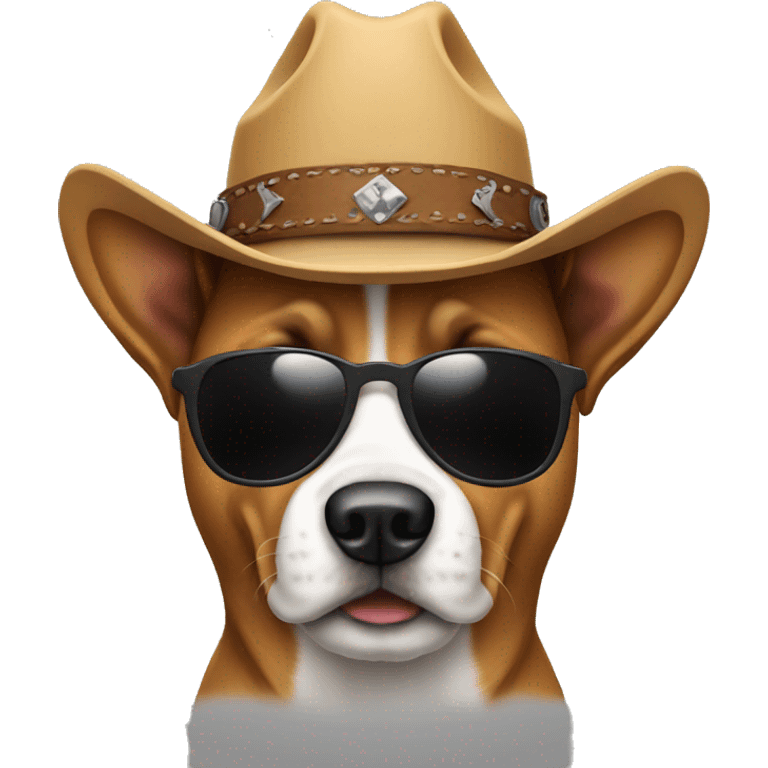 Dog wearing cowboy hat and sunglasses emoji