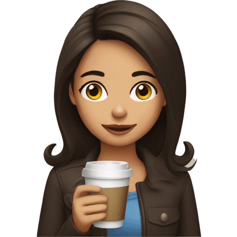 Brunett girl drinking coffee emoji