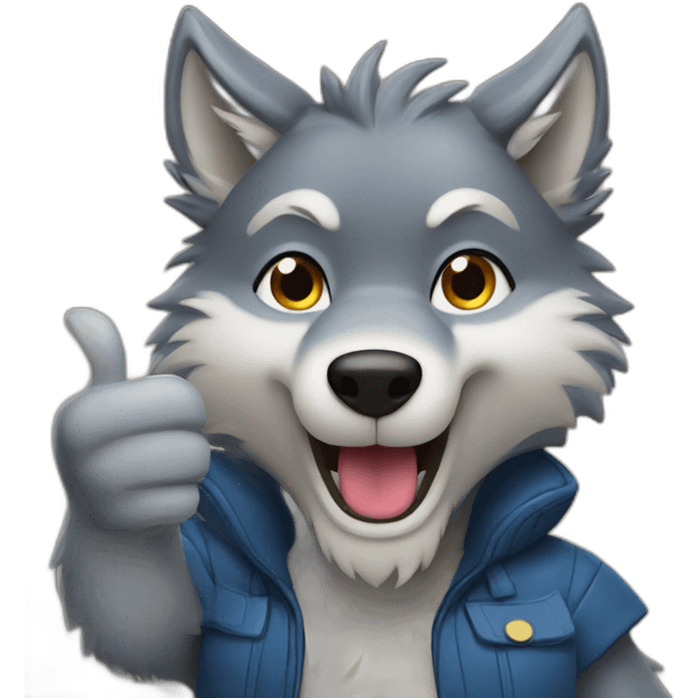 Furry wolf giving thumbs up emoji