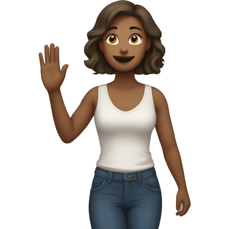 a woman holding up her right hand emoji