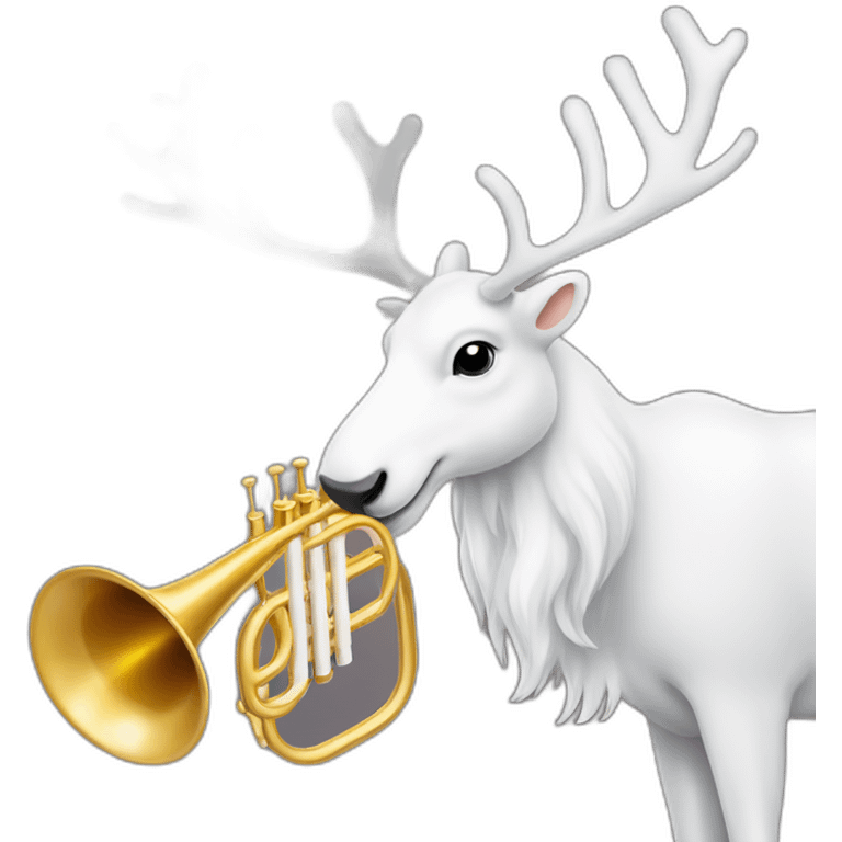 White reindeer with trumpet emoji