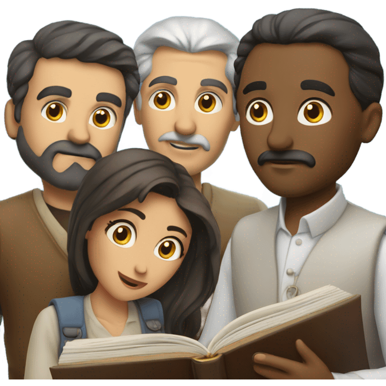 Turkish people reading bible in group emoji