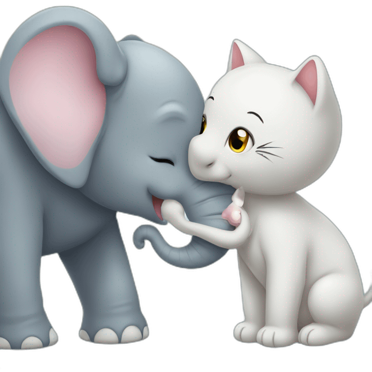 elephant and cat kissing emoji