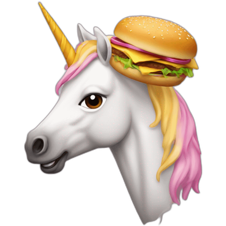 unicorn slapped with hamburger emoji