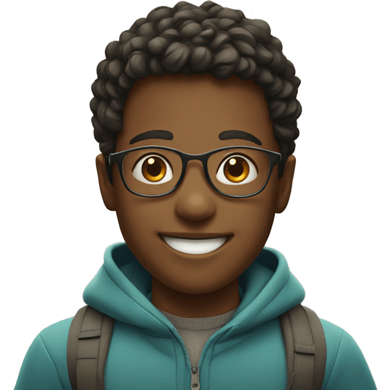 smiling boy with glasses outdoors emoji