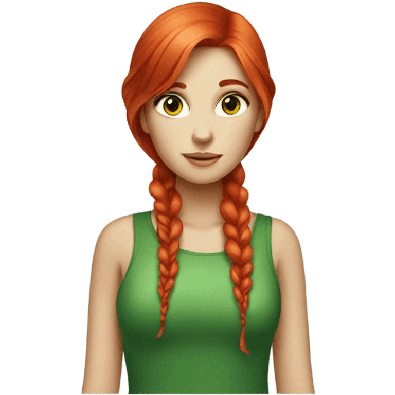 Bright Red hair girl stylish with green eyes emoji