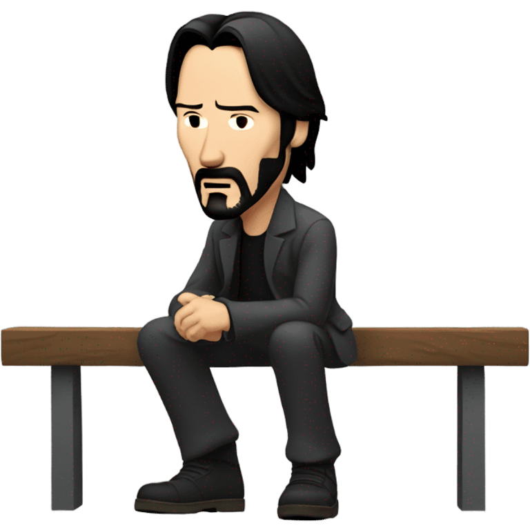 keanu, sitting on a bench, looking down emoji