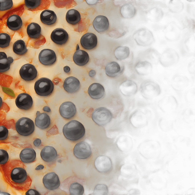 one pizza with black olives and shredded beef topping emoji