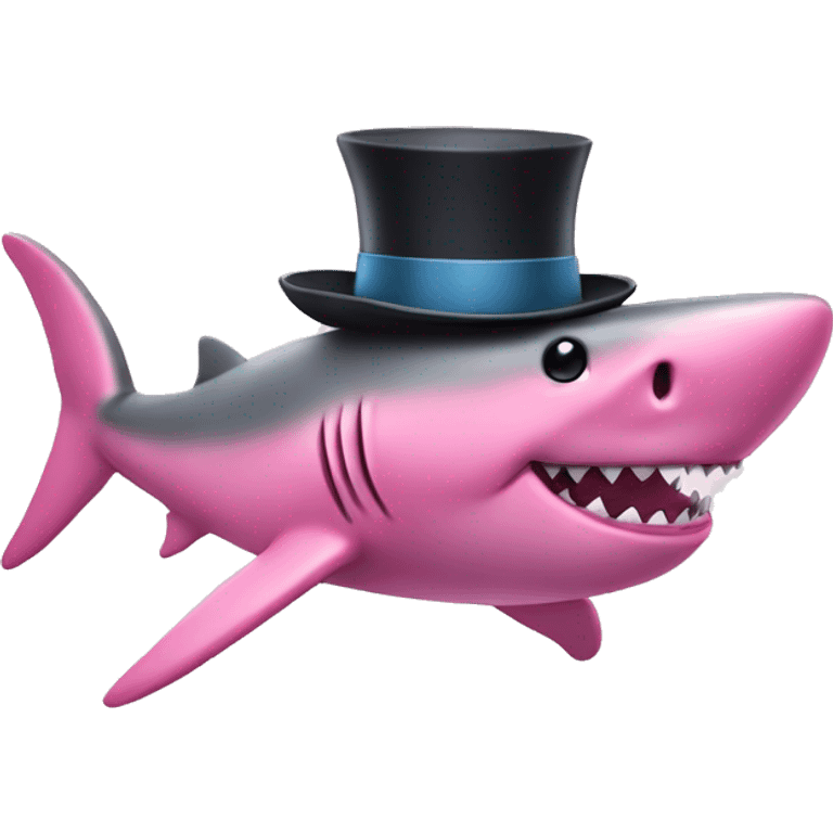 A pink shark with a top hat emoji