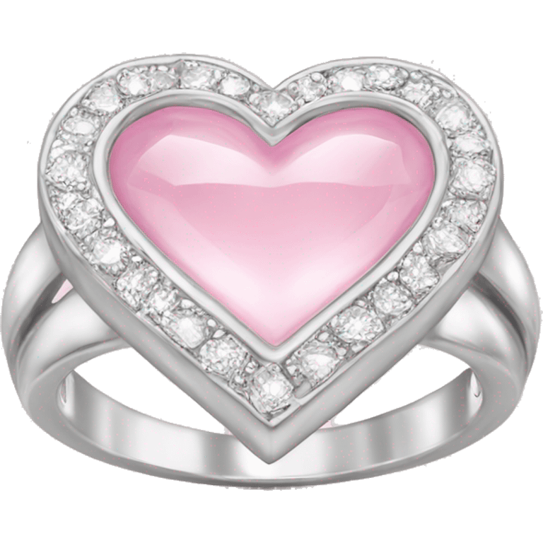 Diamond silver  ring light pink heart emoji