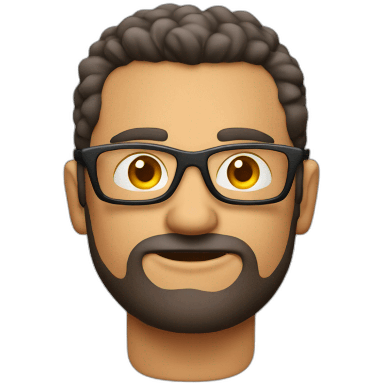 Hombre gordo canoso con gafas y un polo rojo emoji