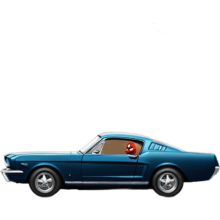 Spider-Man standing on a 65 fastback Mustang emoji