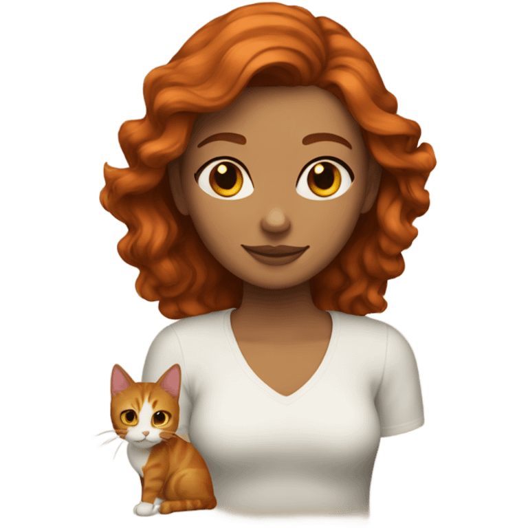 brunette with ginger cat emoji