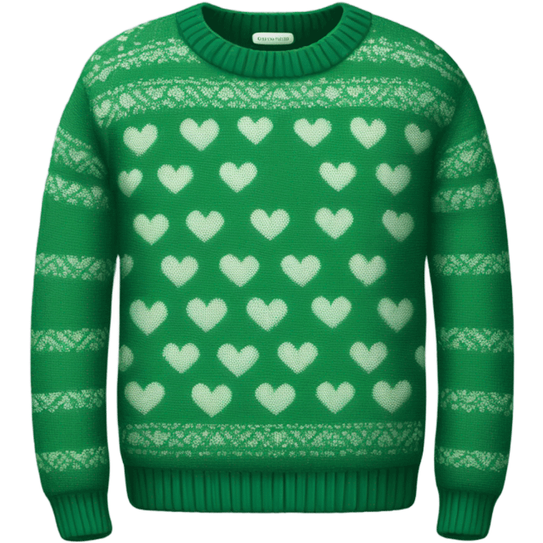 sweater pattern in the shape of a heart and color is dark green emoji