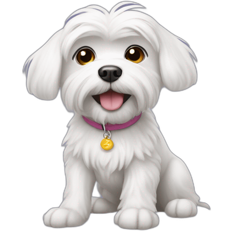 maltese dog saying hi emoji