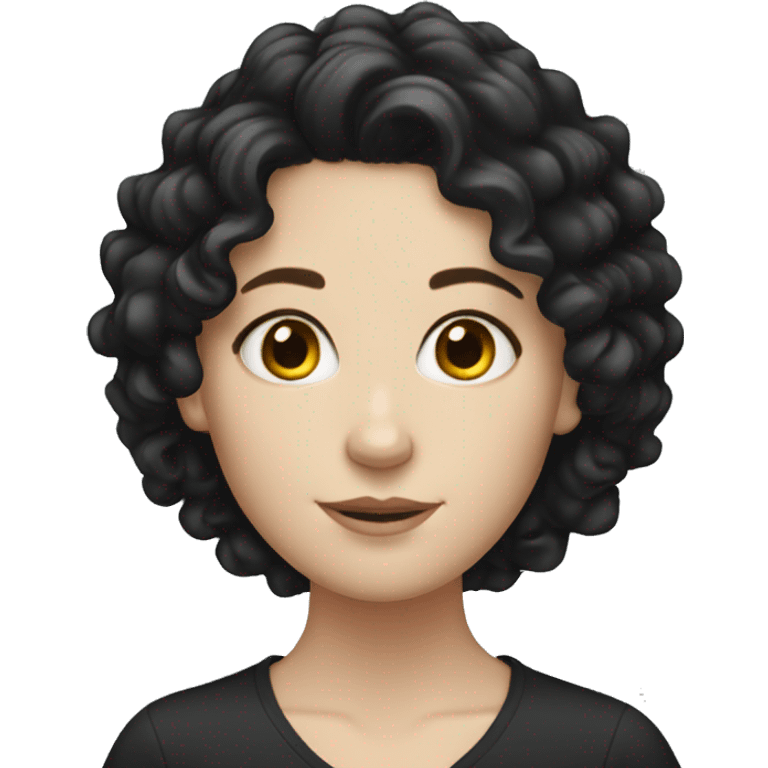 White girl with black curly hair emoji