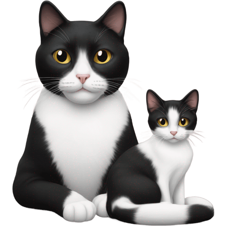 White and black cat with tuxedo cat emoji